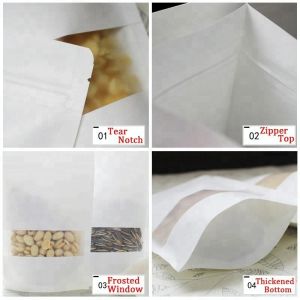 Buy cheap White Doypack Stand Up Pouch k Kraft Paper Bags With Clear Window And Zipper from wholesalers