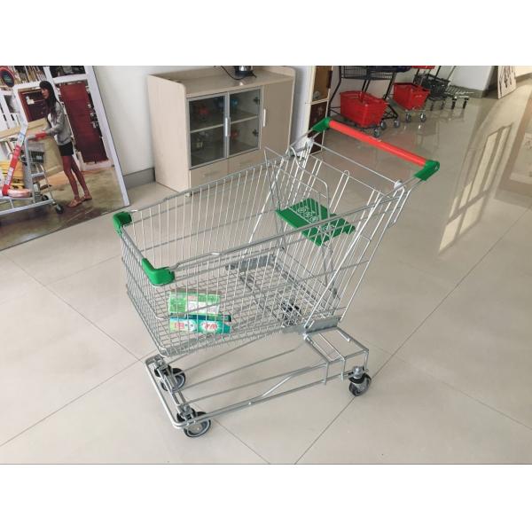 Supermarket Shopping Trolley Wire with 4 swivel escalator casters For Grocery
