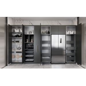 Buy cheap Modern Stainless Steel Double-Line Kitchen Cabinet With Integrated Appliances And Multiple Storage Solution from wholesalers