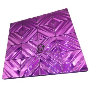 Buy cheap Wall Decoration Violet Diamond Grid Shine Mirror  Metal Mosaic Ceramic Tile from wholesalers