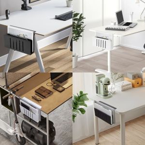 Buy cheap Office Under Desk Storage Hanging Side Desk Organizer with Adjustable Laptop Holder Stand from wholesalers