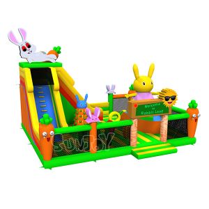 Custom Rabbit Land Cartoon Theme Inflatable Bouncy Climbing Castle