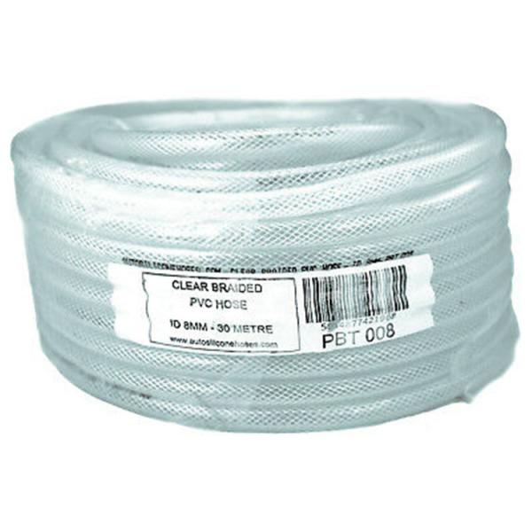 Quality Transparent Clear with Red White and Blue Line Fiber Braided Reinforced PVC Braided Hose for sale