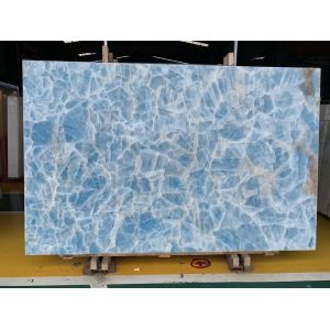 Buy cheap Backlit Wall Panel Translucent Crystal Agate Stone Blue Marble Onyx Slab from wholesalers