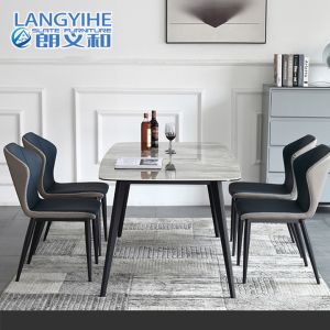 Scratch Resistant Modern Rectangular Dining Tables Rock Slab Household