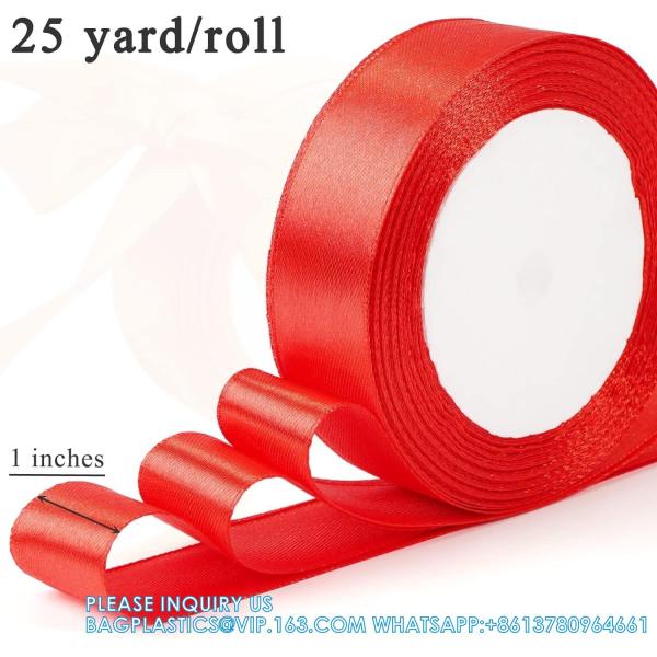 Satin Ribbon Fabric Ribbon Silk Ribbon Embellish Ribbon Rolls, 2/5" Wide 5 Yard/Roll, Ribbons Perfect For Crafts