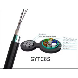 Buy cheap Aerial GYTC8S Armored Figure 8 Cable with Steel Tape 24 36 48 72 Core G652D Fiber Optical Cable from wholesalers
