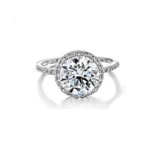 China 925 Sterling Silver 10mm White CZ Solitaire Engagement Ring with Main Stone Size 10mm on sale