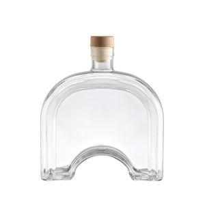 Professional Arc Shaped Glass Brandy Liquor Bottles for Beverage Industry