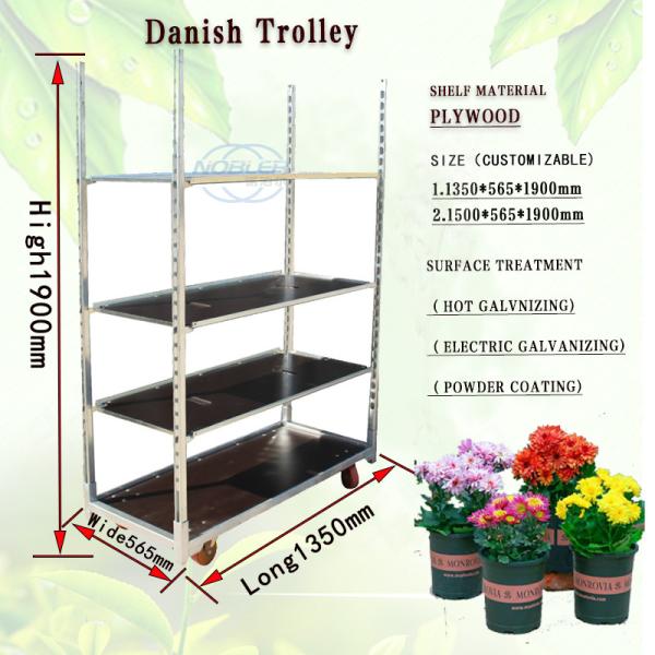 Quality Hot Dip Galvanized Plywood Material Flower Trolley Heavy Wheel Easy To Install for sale