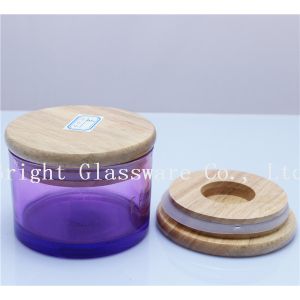 Buy cheap BGC022 glass candle holder with wooden lid for Home decor from wholesalers