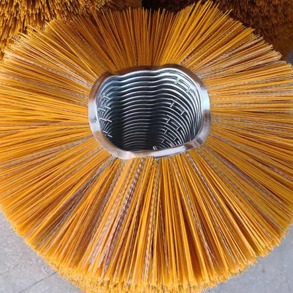Quality 8mm Pin Road Cleaner Brush Poly Mixed With Wires Flat / Curvy Metal Ring for sale