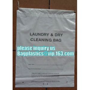 biodegradable Customized Poly Plastic Drawstring Hotel Laundry Bag, Hotel