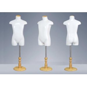 Half Body Glossy White Standing Child Clothes Mannequin Environmental Material