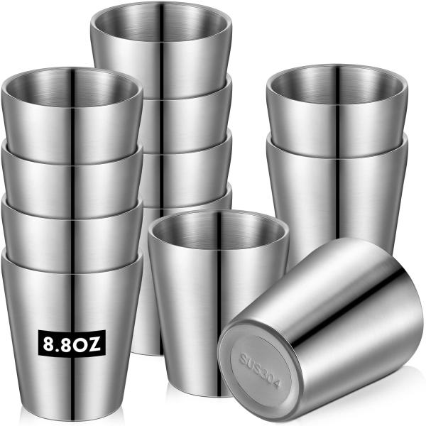 2Pc 304 Stainless Steel Cup 13.52oz 400ml Water Cup Unbreakable Shatterproof Metal Drinking Tumbler For Bar Restaurant Gold