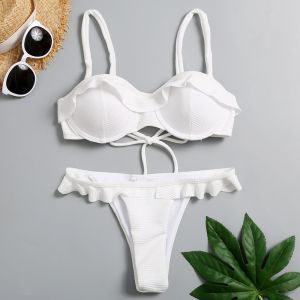 Buy cheap Tiered Layer Tie a Knot Front Top With Low waist Bikini swimsuit high cut from wholesalers