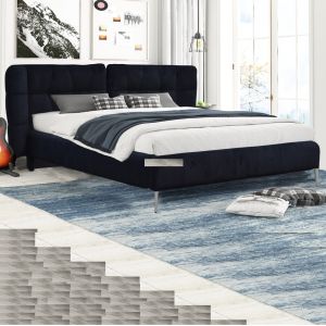 Buy cheap Velvet Fabric Upholstered Plywood Bed Frame With Big Headboard / Wings from wholesalers