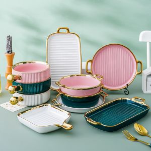 Buy cheap Double Wall Insulated Colorful Ceramic Dinner Plates Nordic Style For Cooking Kitchen from wholesalers