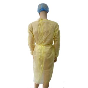 Buy cheap Unisex PP PE Yellow Disposable Protective Gowns Waterproof Fluid Resistant from wholesalers
