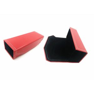 Buy cheap Red Leather Foldable Handmade Sunglasses Case Logo Can Be Customized from wholesalers