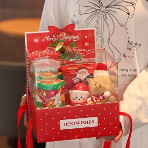 Christmas Gift Box With Clear Lid Portable Treat Box For Apples Cookies Candies