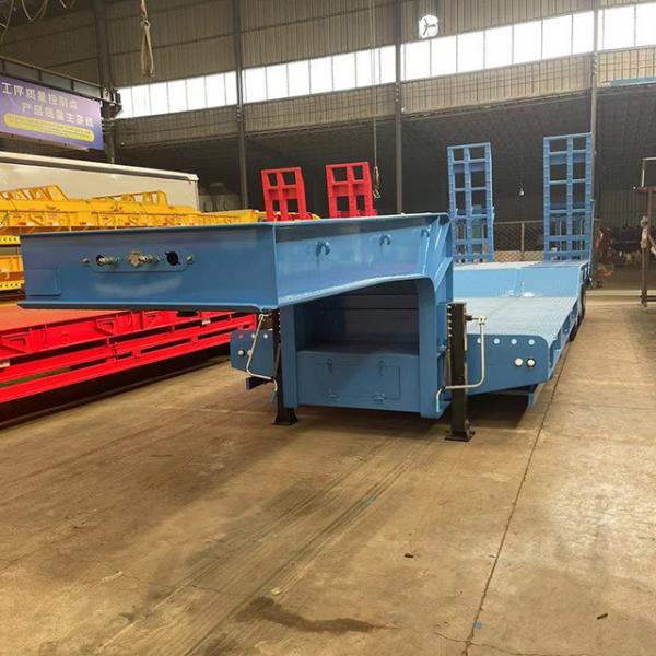 Quality 3 Axles 80/100 Ton Hydraulic Detachable Gooseneck Lowbed Trailer with Air Suspension for sale