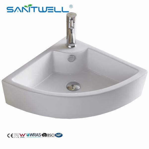 White Triangular AB8166 Ceramic Basin Above Counter Basin Ultra Thin Edge