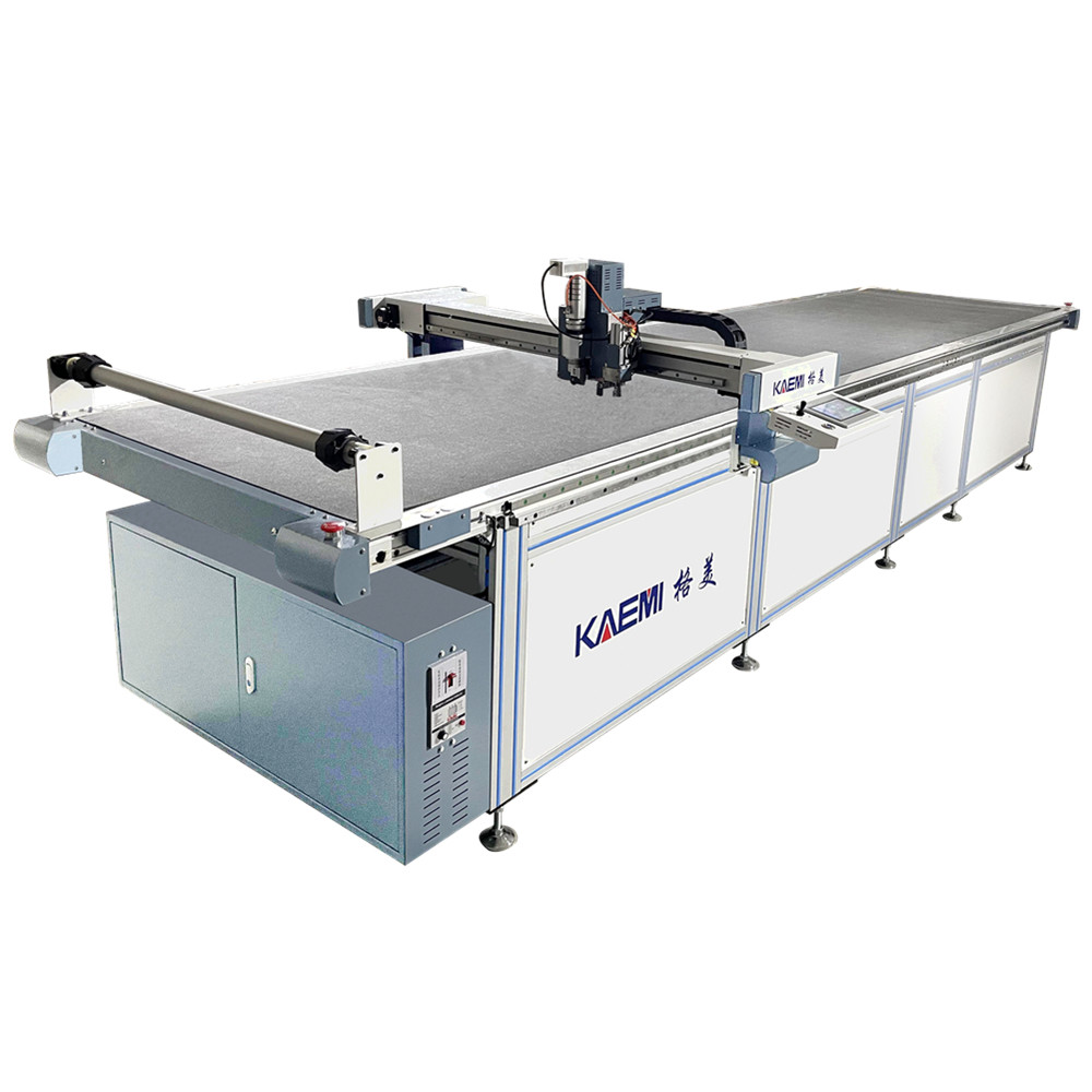 Auto Fabric Cutting Machine with All Aluminum Countertops and Blue Frame Silver