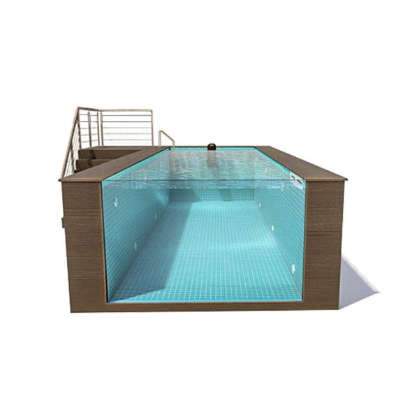 Buy cheap Customized Clear Acrylic Wall Sheet Prefab Pool with Filter Tank and Brown Desig from wholesalers