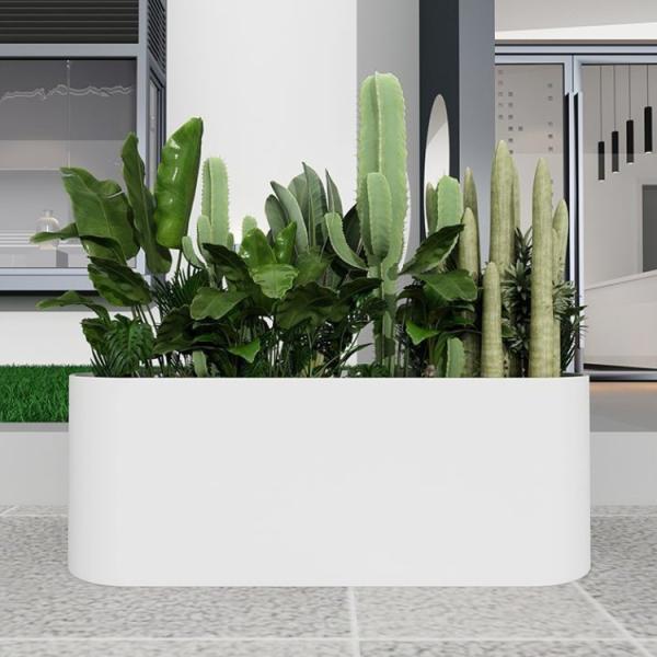 Buy cheap White Matt Galvanized Steel Flower Pot Arc Shaped Rectangular Plant Pots from wholesalers