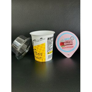 Buy cheap 150ml plastic yogurt cup with foil lid and plastic lid from wholesalers