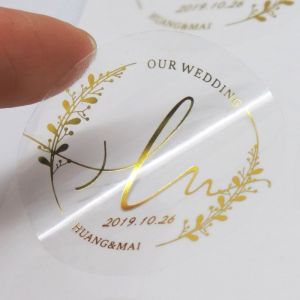 Self Adhesive Seal Sticker Label Transparent Logo Gold Foil Stickers