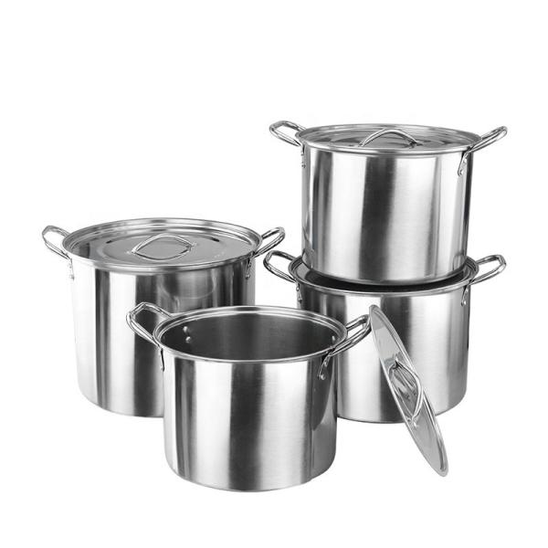 Quality Silver Stainless Steel Thick Stockpot Large Soup Pot Heavy Duty  With Lid for sale
