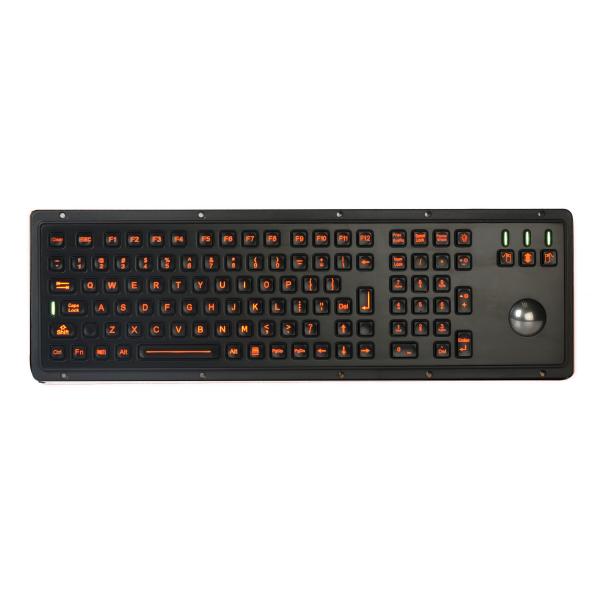 Quality Black  Stainless Steel Metal Industrial Keyboard With Trackball Backlight for sale
