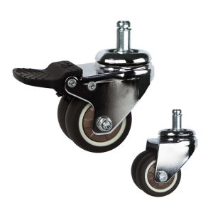 80kg Loading 2" TPR Twin Wheel Furniture Casters With Grip Ring Stem