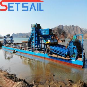 Buy cheap Customized Carbon Steel Bucket Chain River Gold and Diamond Dredger with Trommel Screen from wholesalers