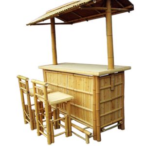 Bamboo Beach Tiki Bar With Bottle Rack Drinking Bamboo Chairs With Back Support