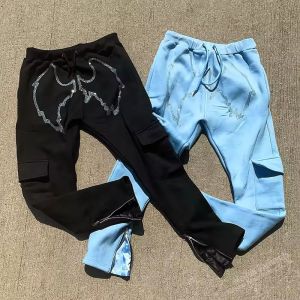 Custom Jogger Graphic Rhinestone Sweatpants Flared Running Training Jogging