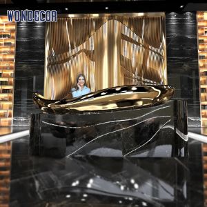Buy cheap 135cm Luxury Reception Desk Hotel Front Desk Large Fish Stainless Steel Sculpture from wholesalers