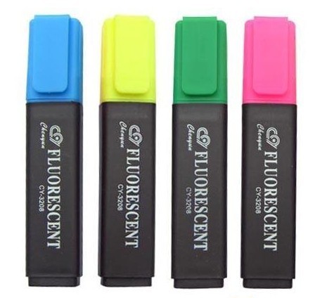 Quality cheap promotional flat plastic highlighter with logo printing for sale