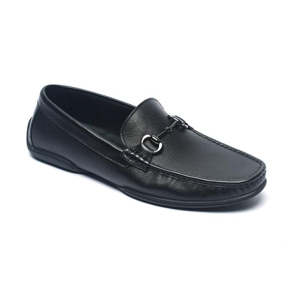 Quality BRUNO VIERO Black Breathable Mens Leather Moccasins for sale