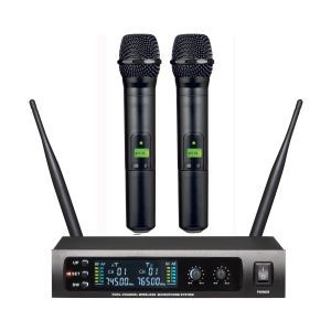 Buy cheap LS-970 pro wireless microphone system UHF IR selectable PLL 2 MIC headset lavalier lapel LCD small size chargable from wholesalers