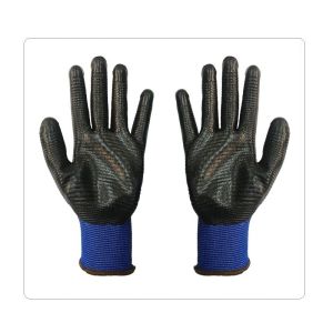 Buy cheap Blue Polyester With Black Smooth Nitrile Gloves from wholesalers