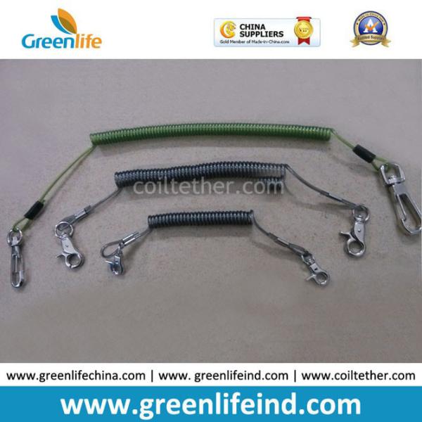 High Pulling Coiled Spring Tool Lanyard W/Lobster Hooks