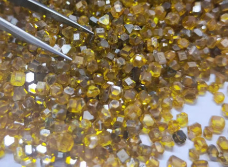 Buy cheap MCD Mono Crystalline Diamond Dodecahedron / Tower Shaped Yellow Rough Diamond from wholesalers