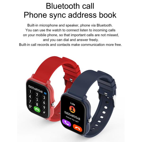 Vibration Remind Smart Sport Watch Full Touch Body Temperature Monitor IPX7 Waterproof