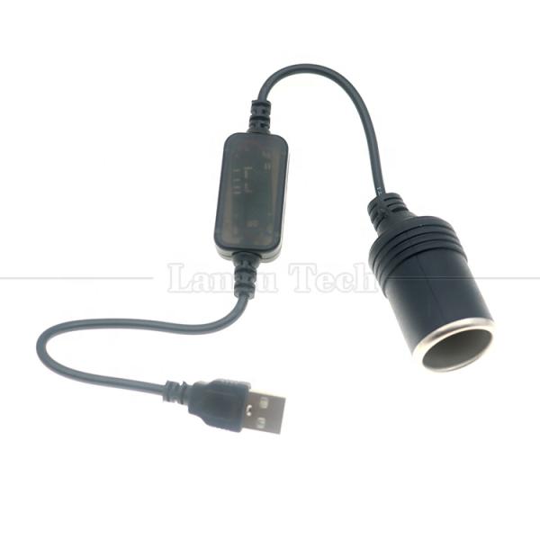 High Quality 12W 5V USB to 12V Converter Cigarette Plug Lighter Socket Cable Adapter with Led Voltage Module