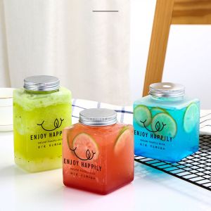 ISO14001 500ml Square Plastic Beverage Bottles Bubble Tea And Soda