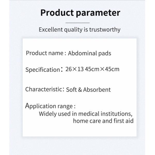 Seterlization 40s Abdominal Pads 26x13 Paper Silicone Wound Dressing Adults ISO Certified EOS Disinfecting Absorbent Feature