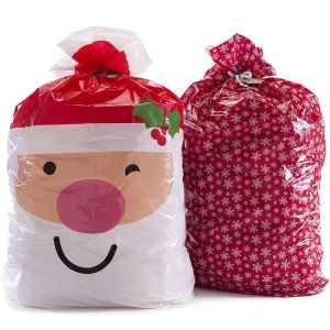 Buy cheap Eco Friendly Large Plastic Christmas Gift Bags With White Snowflake Print from wholesalers